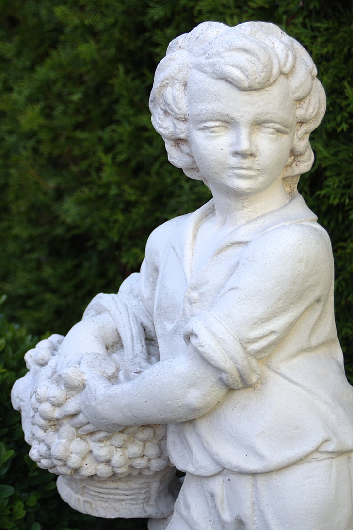 posąg, a kois karmienia kaczek, ogród, statua ogród, Rzeźba, Dekoracja, człowieka