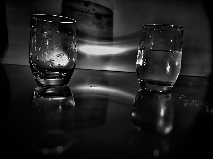 glas, sort og hvid, spejle
