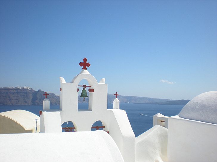 Santorini, görög sziget, Görögország, Marine, templom, Bell, Oia