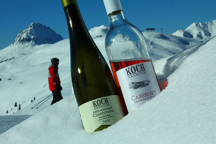 víno, růže, lyžařské středisko, lyže, snowboard