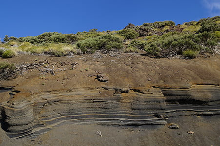 Rock lager, Mountain, Teneriffa, påväxt, Sand, Sand vägg, naturen