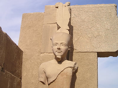 Egypt, Luxor, Karnak, socha, faraónů, hlava, Busta