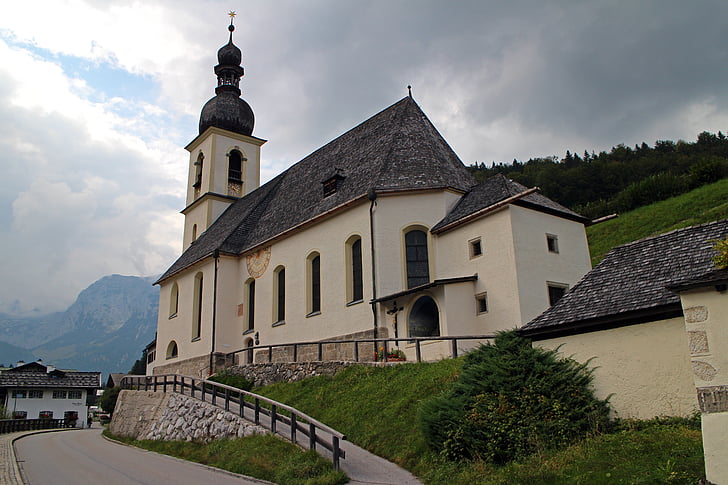 kirik, pühakoda, Ülem-Baieri, Ramsau, katoliku, arhitektuur, Landmark