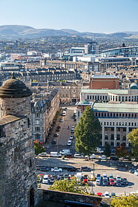 Edinburgh, mamutváros, Skócia, Princess street, nézet, utca-és városrészlet, építészet