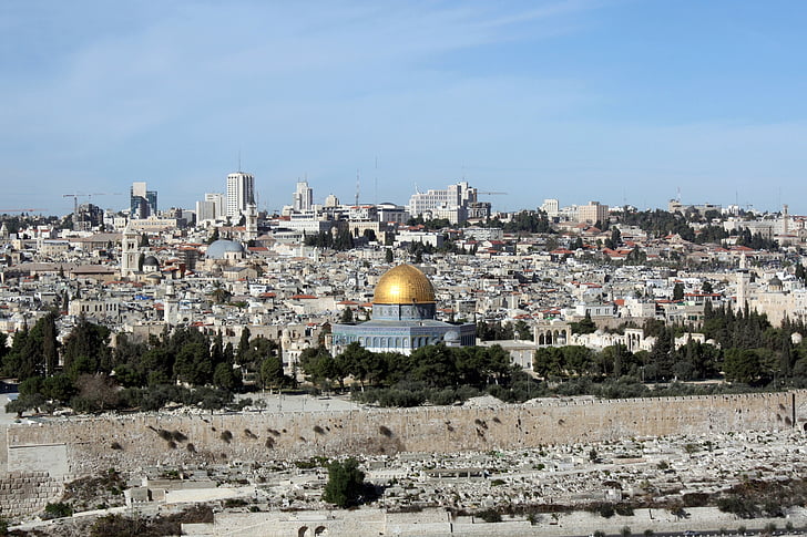 al-aqsa mosque, dome of the rock, jerusalem, israel, monuments, muslims, panorama