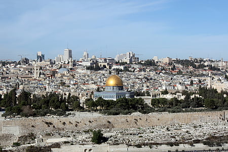 Al-aqsa mošeja, kupola na skali, Jeruzalem, Izrael, spomenikov, muslimani, Panorama