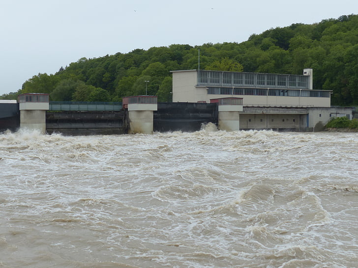 Lås, Weir, høy vann, Dam, barrage, kraftverk, Donau