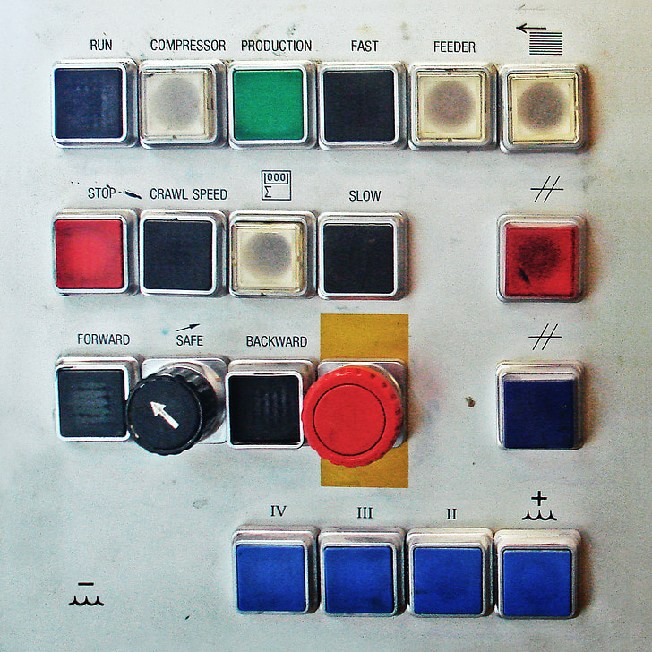 button, press, knob, power, push, finger, technology