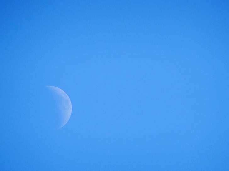 photo, Lune, claire, bleu, Sky, espace copie, scène tranquille
