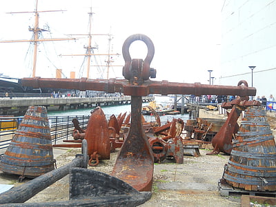 port, iron, rusted, metal, anchor, shipping, rusty red