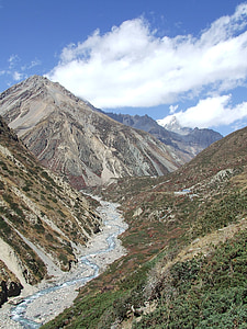 landskap, naturen, bäcken, bergen, Nepal