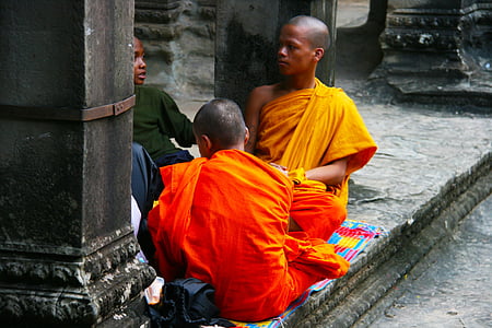 redovnici, Tajland, hram, narančasta, Budizam, kultura, wat