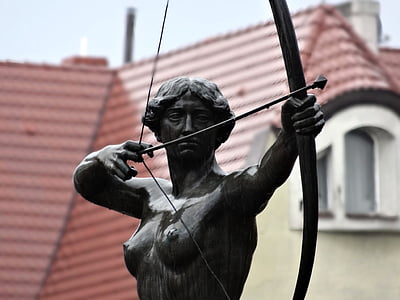 Luczniczka, Bydgoszcz, estatua de, escultura, Figura, obra de arte, Parque