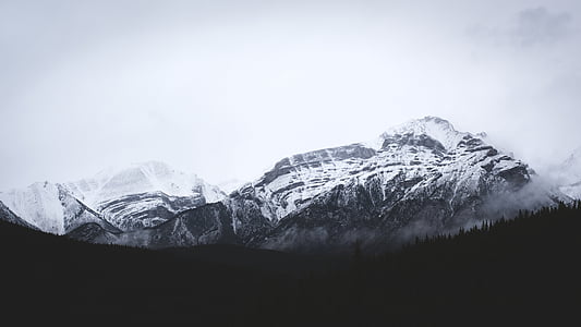 montagne, couverts, neige, photo, froide, montagne de crête, hiver
