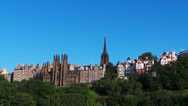 Edinburgh, siluets, pilsēta, arhitektūra, Skotija, ceļojumi, Eiropa