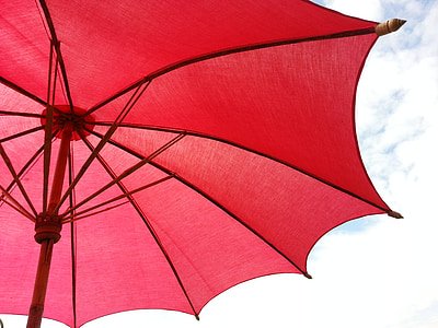 paraply, himmelen, rød, Asia