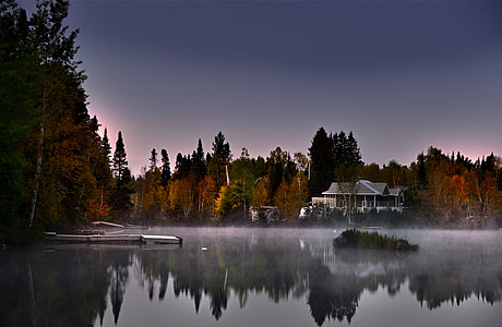 paisaje otoño, Lago, naturaleza, árboles, reflexiones, contraste, agua