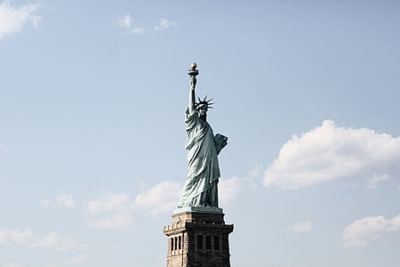Statua wolności, Architektura, Nowy Jork, Dom, niebieski, niebo, chmury