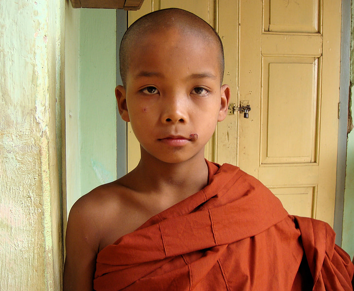 Monk, Myanmar, religion, buddhismen, Burma, barn, Pojke