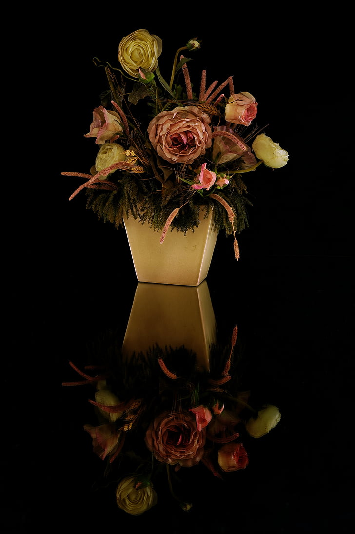 naik, vas, bunga, Amphora, Rosa, warna, merah