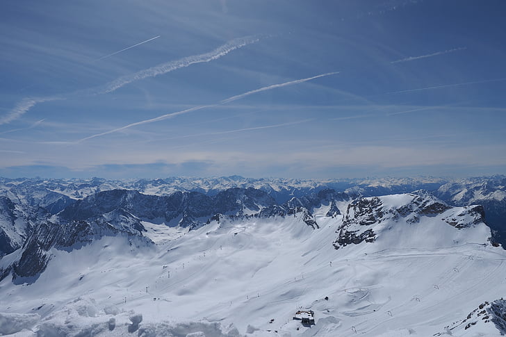 Alpe, gorskih, sneg, modra, nebo, narave, kulise