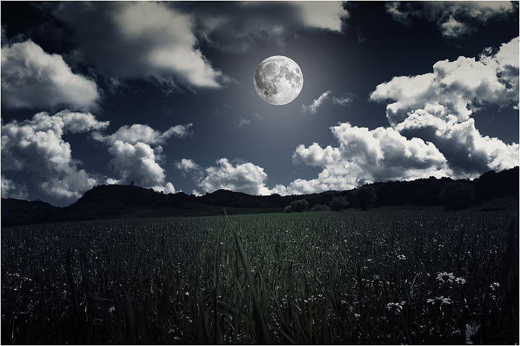pemandangan, bulan, malam, bulan purnama, langit, langit dan bulan, permukaan bulan