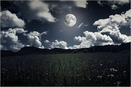 ทิวทัศน์, ดวงจันทร์, คืน, พระจันทร์เต็มดวง, ท้องฟ้า, ท้องฟ้าและดวงจันทร์, พื้นผิวดวงจันทร์