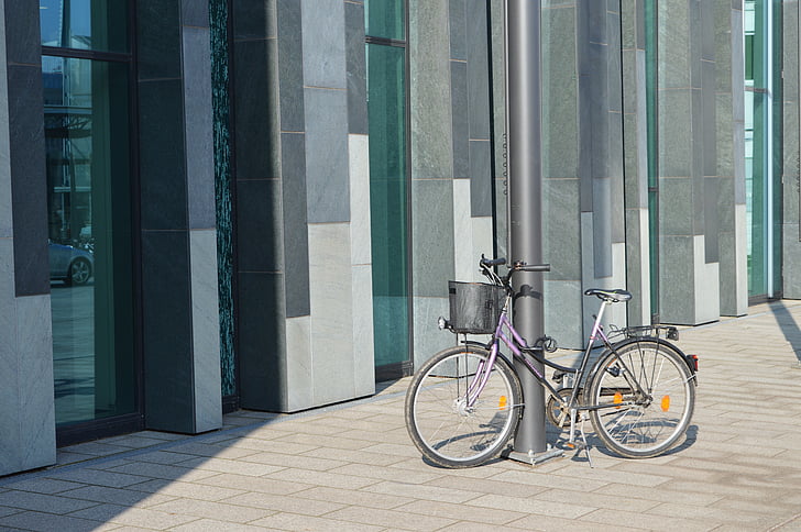 cykel, UNI, studenter, Leipzig, arkitektur, fasad, byggnad