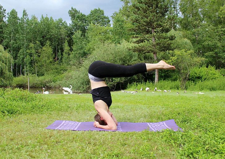 yoga, headstand, exercise, pose, fitness, girl, lifestyle