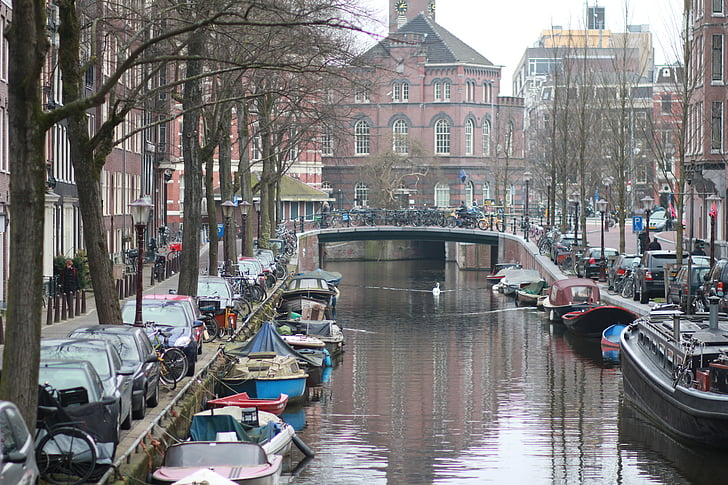 Амстердам, канал, човен