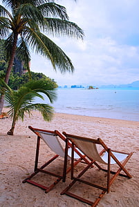 Thaïlande, plage de sable, vacances, palmiers, plage, mer, vacances