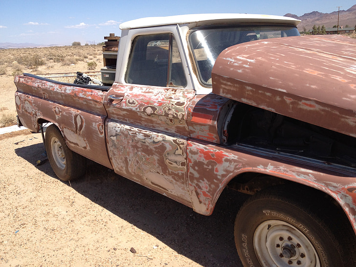 Chevy pickup, antiguo, antiguo, expuestos, rústico