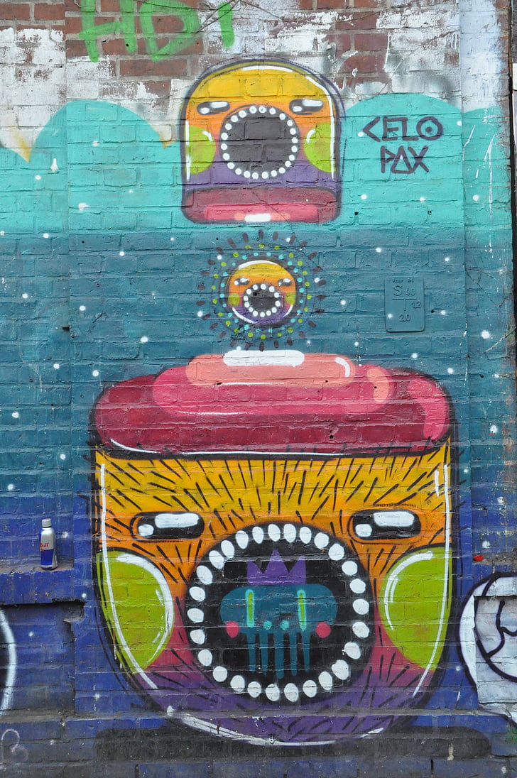 HuskMitNavn, graffiti, væg, spray, farverige, Urban kunst, facade