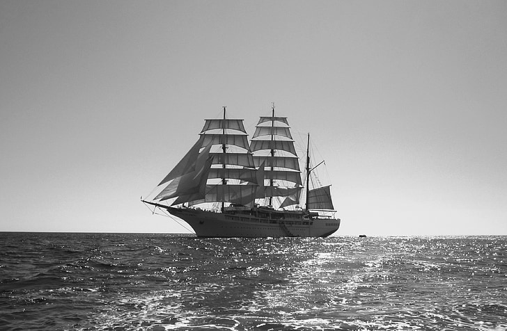 vitorlás hajó, hajó, boot, vitorla, történelmileg, tenger, tengeri