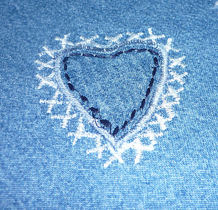 bakgrund, tyg, hjärtat, jeans, Kärlek, textil, design