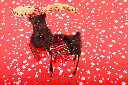 животное, Празднование, Рождество, мило, украшения, олень, праздник