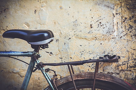 自転車, 自転車, 建物, 夏時間, 汚い, さびた, 鋼