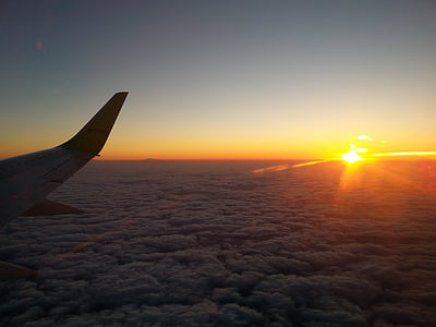 політ, політ, літак, літак, подорожі, Схід сонця, Захід сонця
