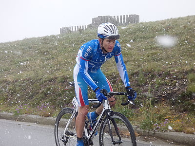 Cyklistika, sportovní, cyklista, cesta, sníh, Vuelta, Asturias