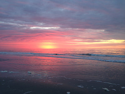 zonsondergang, Hilton head, Zuid, Carolina, water, eiland, kust