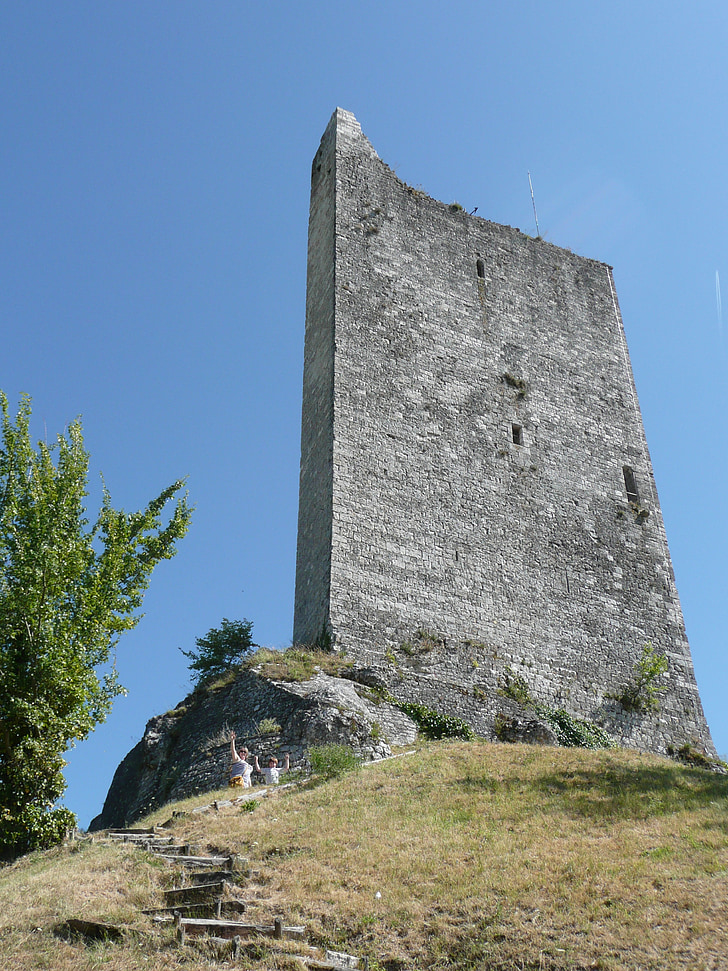 Torre, antiguo, colina, aire, Francia
