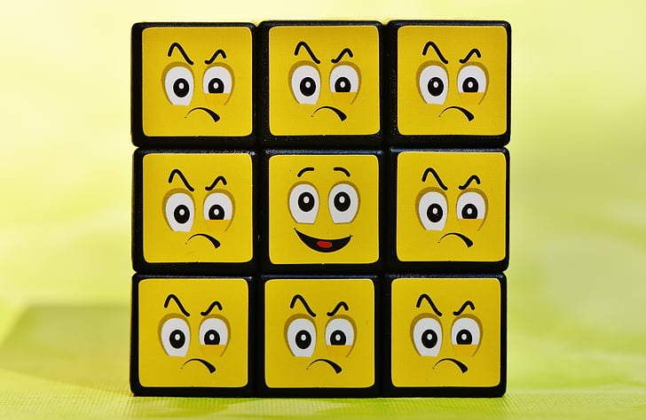 cube, smilies, one against all, funny, feelings, emoticon, mood