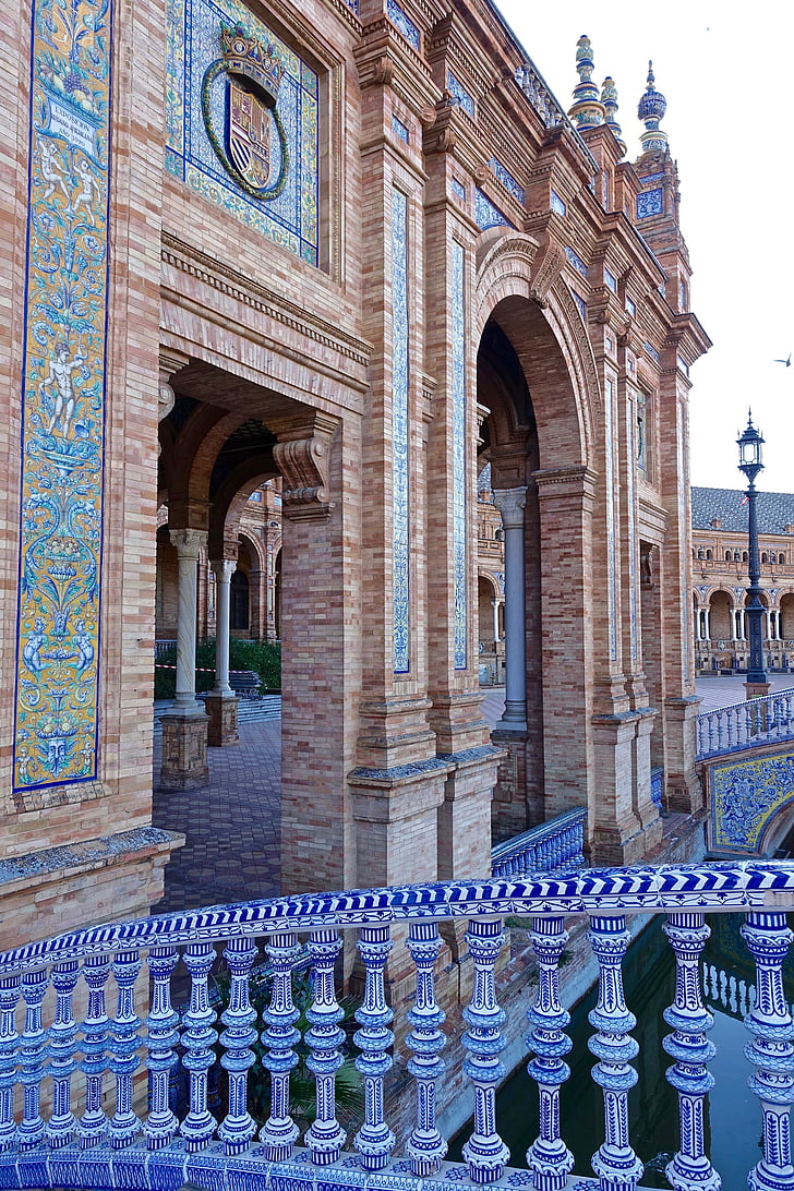 Plaza de espania, Palace, Sevilla, historiska, berömda, monumentet