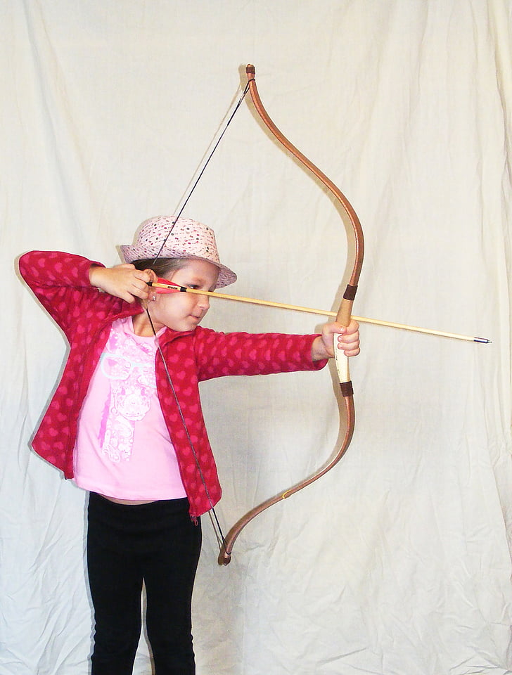 archery, bow, bolt, kid, girl
