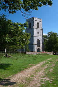 anglické venkovské usedlosti, soukromý kostel, štípaného flint, kvádru bosáží, Felbrigg panství, Norfolk