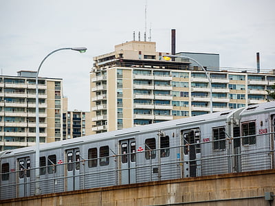 Urban, u-Bahn, Skyline, Toronto, Landschaft, Zug, Transport