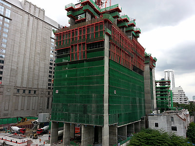 būvniecība, ēka, vietas skats, Bangkok