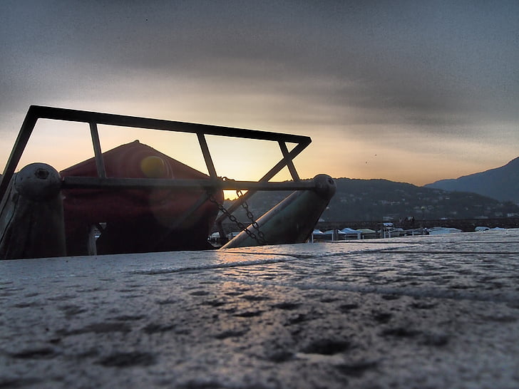 pedāļa laivu, saulriets, Itālija, Komo, ezers, ārpus telpām, daba