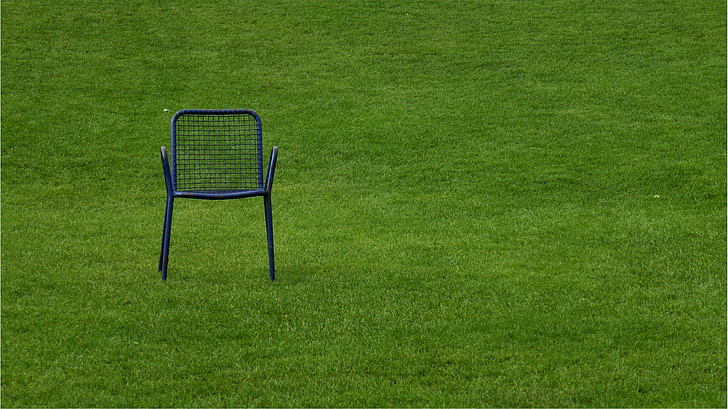kursi, terburu-buru, rumput, zona tenang, waktu, istirahat, hijau