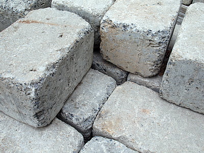 paving stones, patch, stones, away, road, ground, road construction